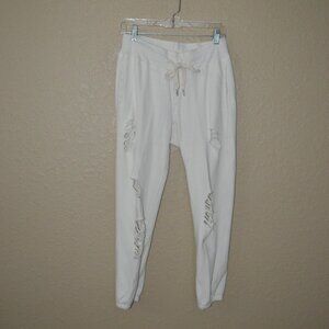 $235 Sz M NSF Ivory Sayde Destroyed Sweatpants